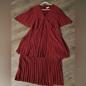 Burgundy Tiered Midi Dress